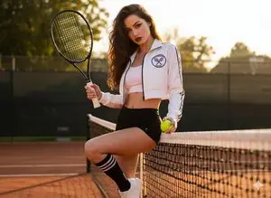 Ana de Armas Tennis Court Sunset Fashion Shot