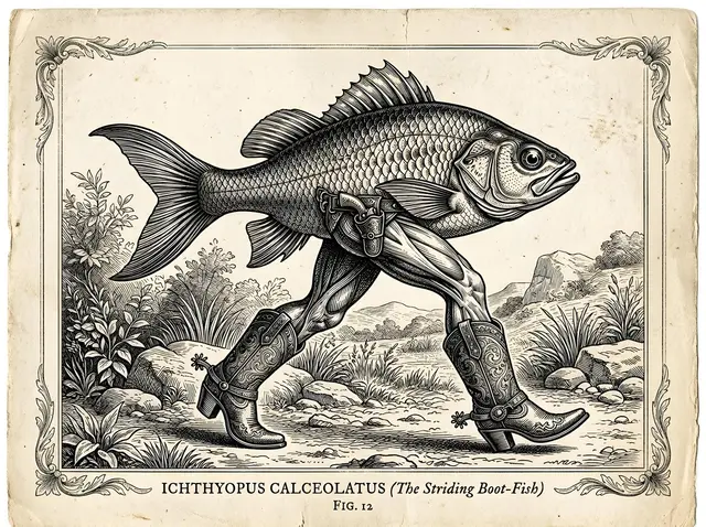 Vintage Intaglio Surreal Fish Illustration