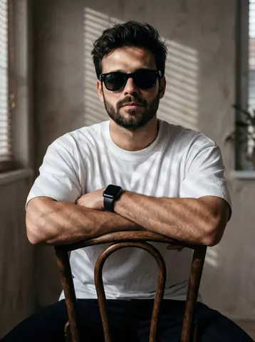 A high-resolution, cinematic portrait of a young man with