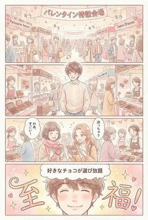 Valentine's Chocolate Shopping Manga Panel Generation