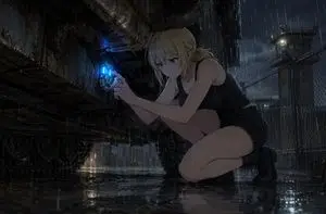 Rainy Sci-Fi Infiltration Scene