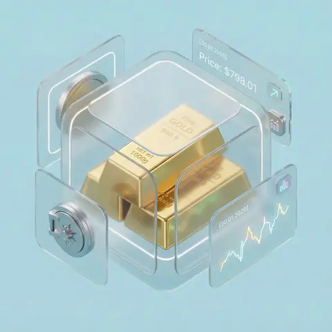 Refined 3D isometric composition (45° angle) in a Glassmorphism