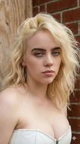 4K HD Photograph of Billie Eilish in White Leather Corset