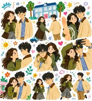 Doodle Couple Diary Collage
