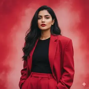 Indian Woman in Red Suit Portrait