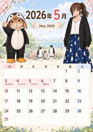 Cute May 2026 Spring Calendar
