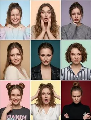 Nine Moods Grid Portrait with Identity Lock