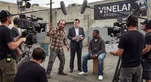 Live-action video game BTS scene