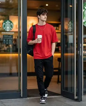 Cinematic Editorial of a Young Man Leaving a Café
