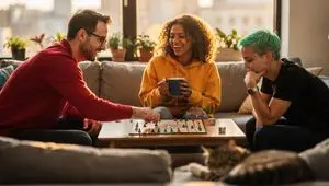 Board Game Scene with Multiple Characters Prompt