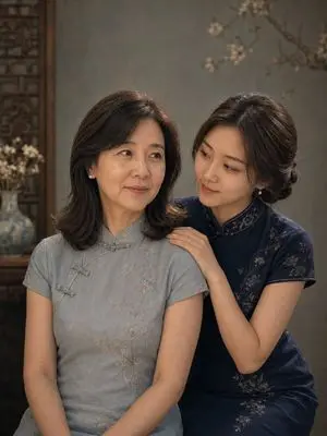 Vintage Qipao Mother and Daughter Portrait