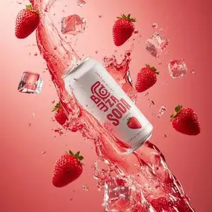 Hyper-photorealistic soda can product advertisement prompt
