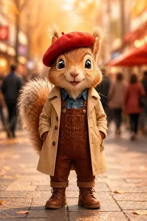 Autumn Squirrel Child Street Portrait