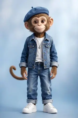 Censored Monkey Kid in Denim