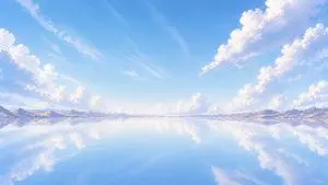 Anime Mirror Lake Sky Background
