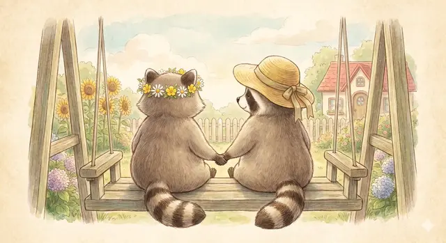 Picture Book Style Raccoon Characters