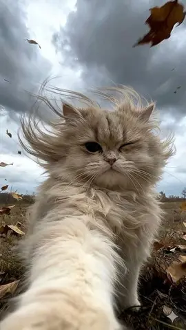 Winking Persian Cat Selfie