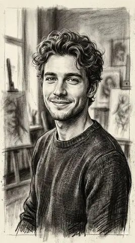 Hand-Drawn Charcoal Sketch Portrait