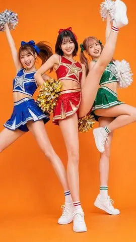 Three Colorful Cheerleaders Studio Pose