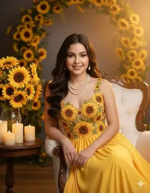 Ultra-Realistic Studio Portrait of Lady in Yellow Gown