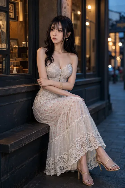E-commerce Main Image - Pale Silver-Gray Corset and Maxi Skirt
