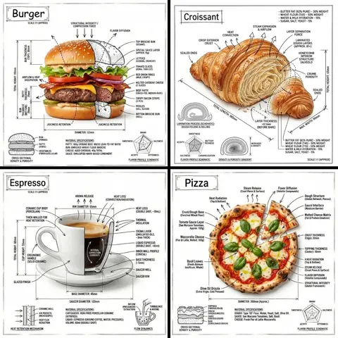 infographic image of [FOOD], combining a realistic photograph or