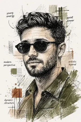 Artistic Sketch Portrait Young Man