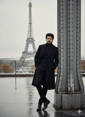 Cinematic Portrait in Rainy Paris