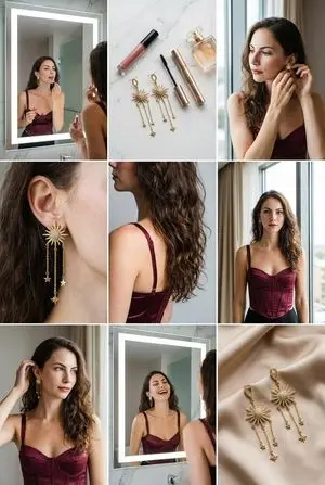 9-Panel Collage of Fashion and Cosmetics