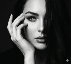 Cinematic Black and White Close-Up Portrait