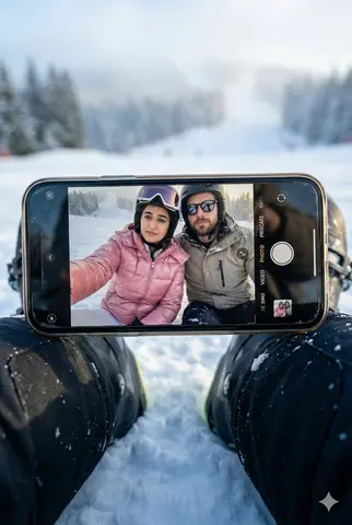 hyper-realistic winter scene in a vertical 3:4 aspect ratio