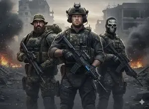 Hyper-Realistic Military Squad Portrait