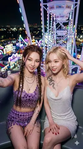 Photorealistic Night Selfie on a Ferris Wheel