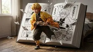 Hyper-realistic crossover image of Zenitsu Agatsuma from Demon Slayer