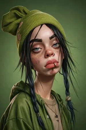 Billie Eilish Cartoon Version 3D Render Prompt