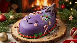 Turn a reference image into a realistic Christmas cake