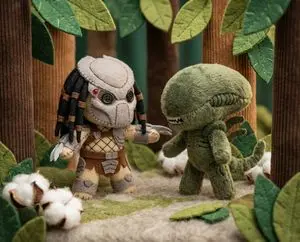 Whimsical Plush Toy Diorama of Little Red Riding Hood