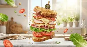 Exploded Tilt View Sandwich Product Photography