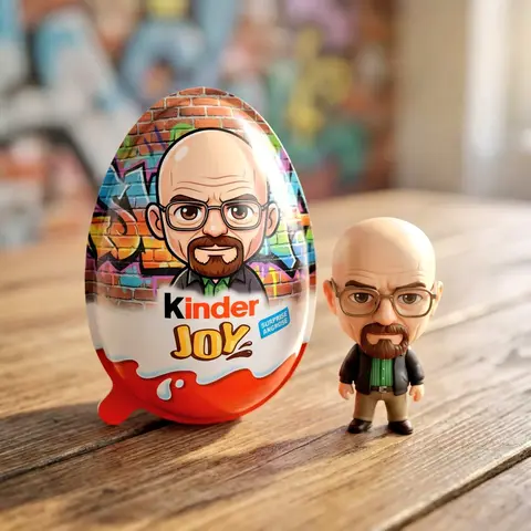 A hyper-realistic product photo of a Kinder Joy surprise