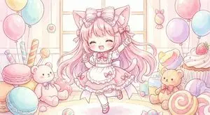 Cute chibi cat-eared girl illustration