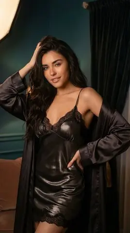 Romantic 8K Portrait in Silk Nightwear