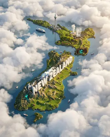ultra-HD, hyper-realistic digital poster of a floating miniature island