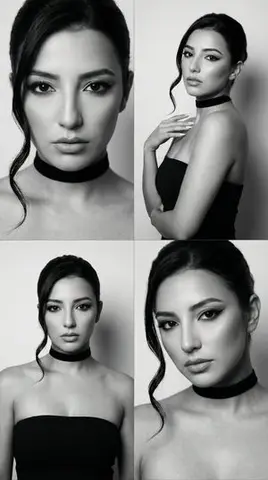 JSON Prompt for Black and White Fashion Editorial Contact Sheet