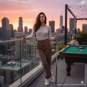 Photorealistic Lifestyle Portrait in a Billiards Lounge with Identity Lock