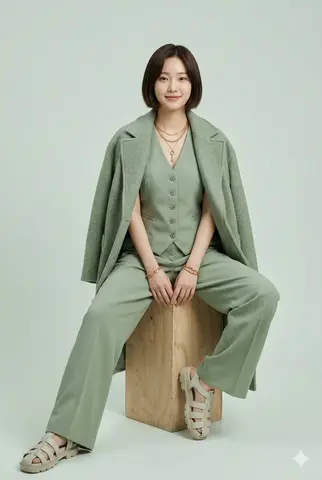 Monochrome Sage Green Fashion Lookbook