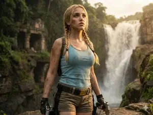 Lara Croft Inspired Action Editorial Portrait