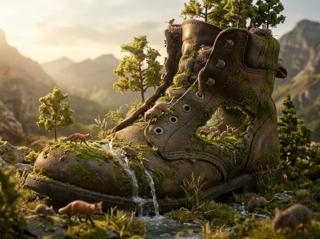 A colossal [OBJECT] reimagined as a complete natural biome