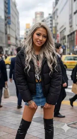 Photorealistic Heisei Gyaru Portrait in Shibuya