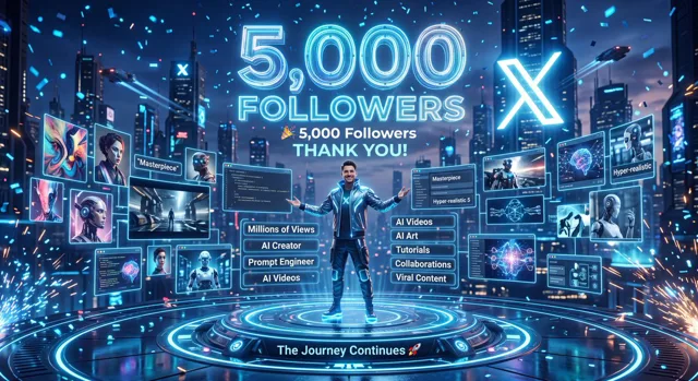 Futuristic AI Milestone Celebration
