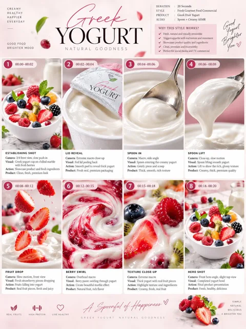 Greek Yogurt Commercial Storyboard